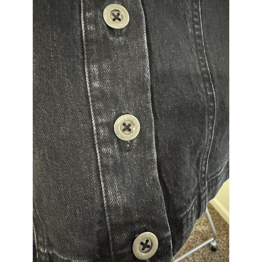 Pilcro Anthropologie Black Denim Button Front Mini Skirt Belted Size 4 - Picture 5 of 11